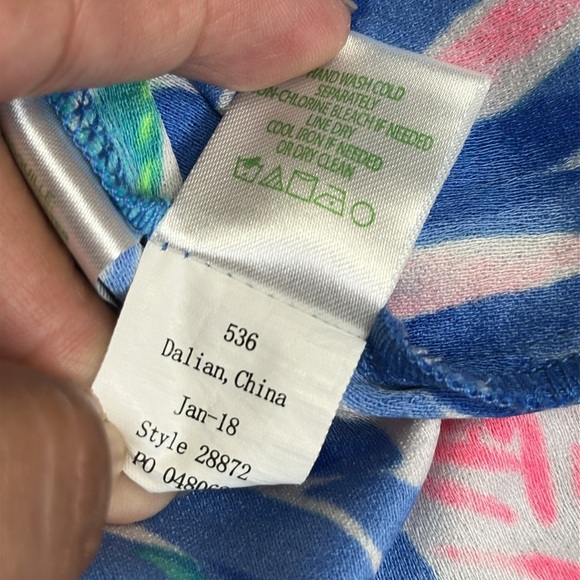 Lilly Pulitzer Jet Stream Pearl Romper Dress Blue Green Pink Women’s Size 4 - Picture 12 of 15